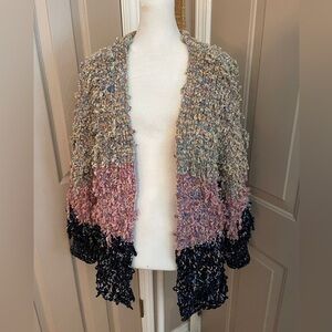 Kori America Plus open front long sleeve color block knit cardigan, size 1X/2X.